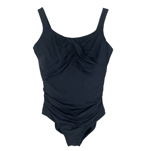 Lands' End Other - Lands' End Slender Suit Wrap One Piece Slimming Ruching Vacation Black Sz 14